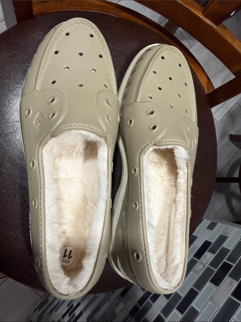 Sperry Men’s Faux-Fur Lined Slip-On Loafers - Beige